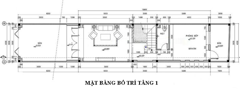 Bản vẽ thiết kế nội thất nhà phố tầng 1
