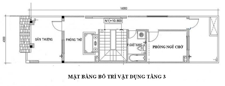 Bản vẽ thiết kế nội thất nhà phố tầng 3