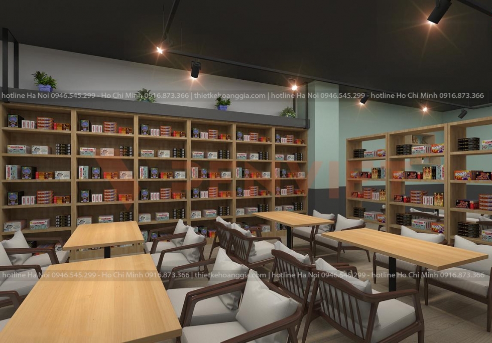 thiết kế cửa hàng cafe sách đẹp