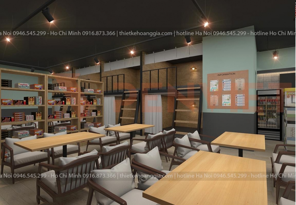 thiết kế cửa hàng cafe sách - 4