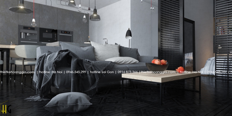 thiết kế nội thất chung cư hoa bình green căn 60m
