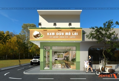 Mẫu Thiết Kế Quán Kem Dừa Mã Lai – Trà Sữa Chuẩn Phong Cách "Xanh" Giữa Lòng Hà Nội