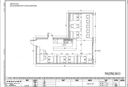 Thiết kế mặt bằng công năng tiệm mì cay Phương Thảo 52m² tại Bắc Giang