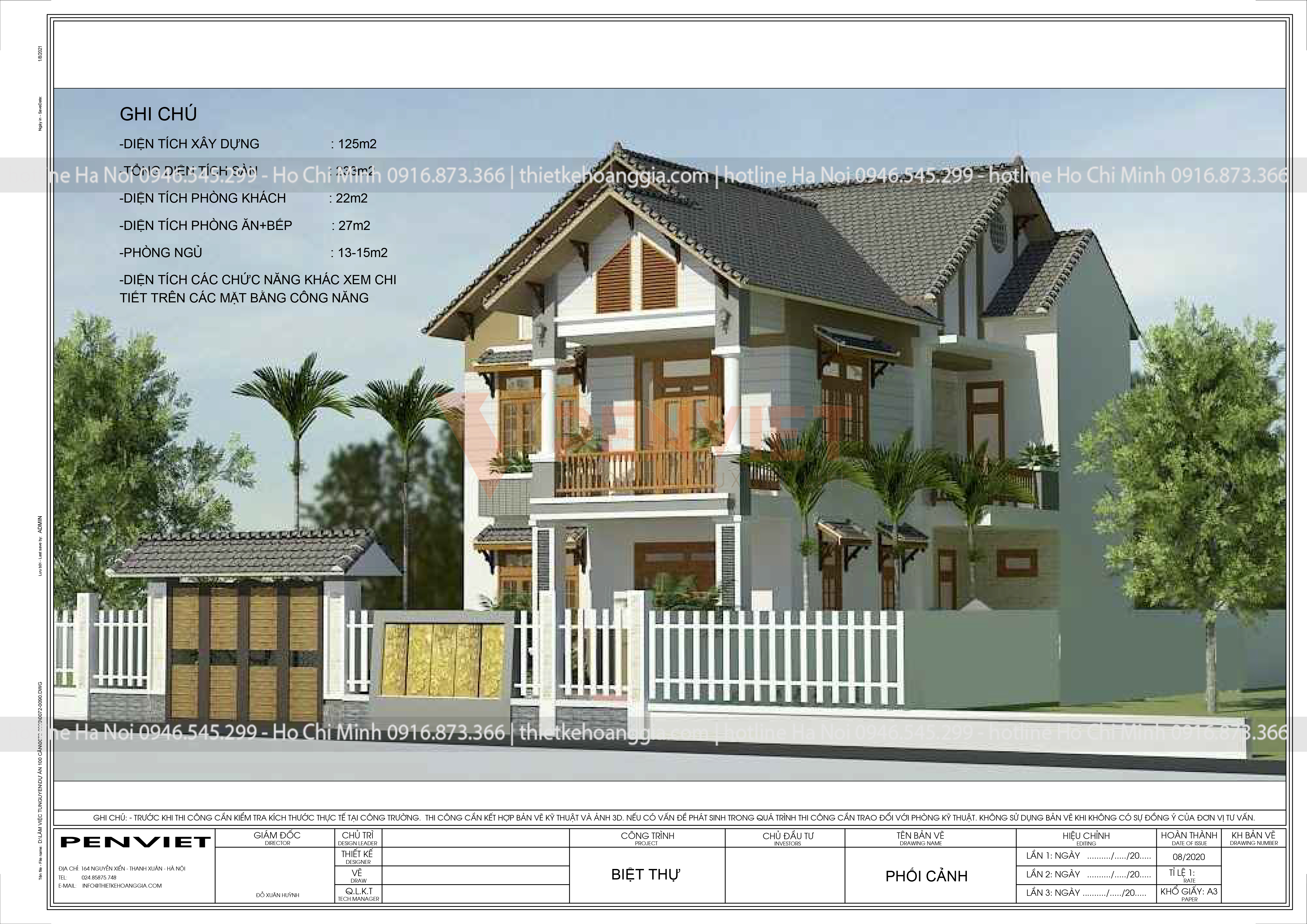 Mẫu bản vẽ thiết kế biệt thự p00027 - T2- ĐL