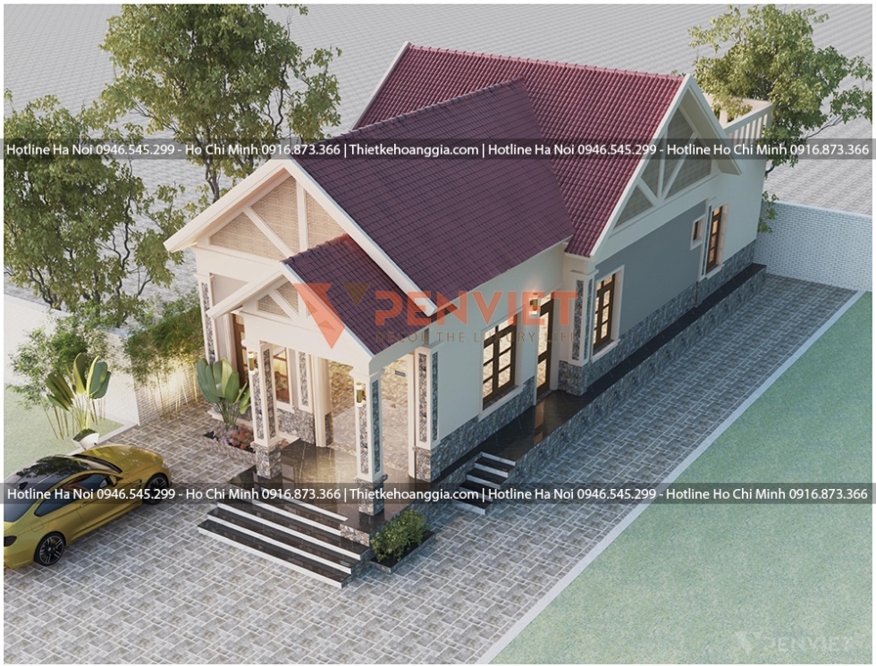 Mẫu thiết kế bản vẽ nhà cấp 4 mái thái đẹp - Số 1
