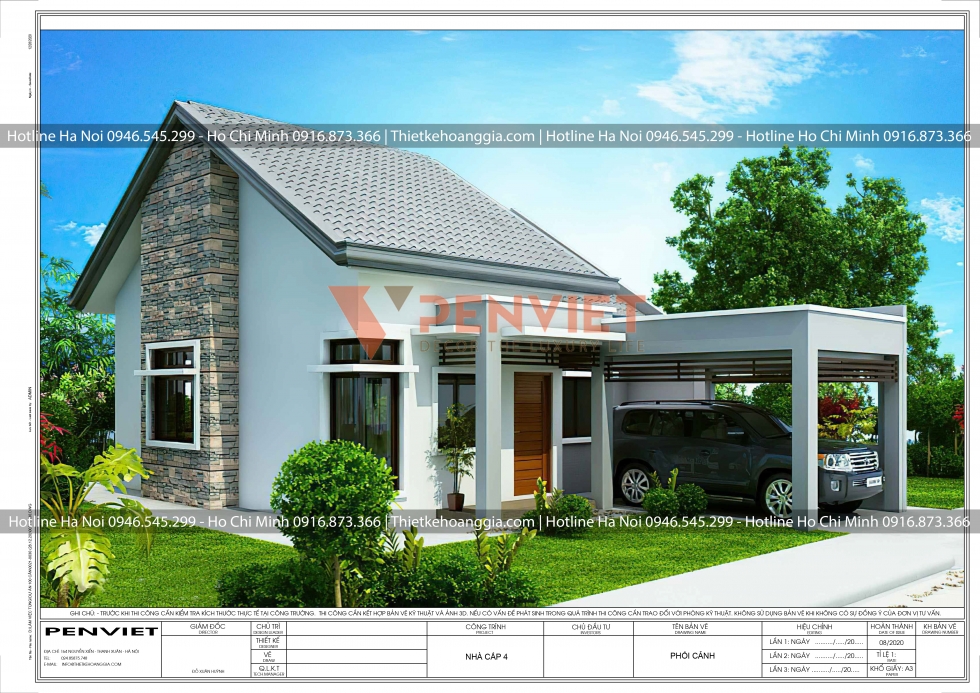 Mẫu bản vẽ nhà phố cấp 4 P00010 - T1 - MT1 - Anh Thuận