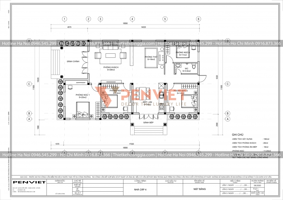 Mẫu Bản Vẽ Nhà cấp 4 P00041 - T1 - MT1 - Chị Vân - Hải Phòng