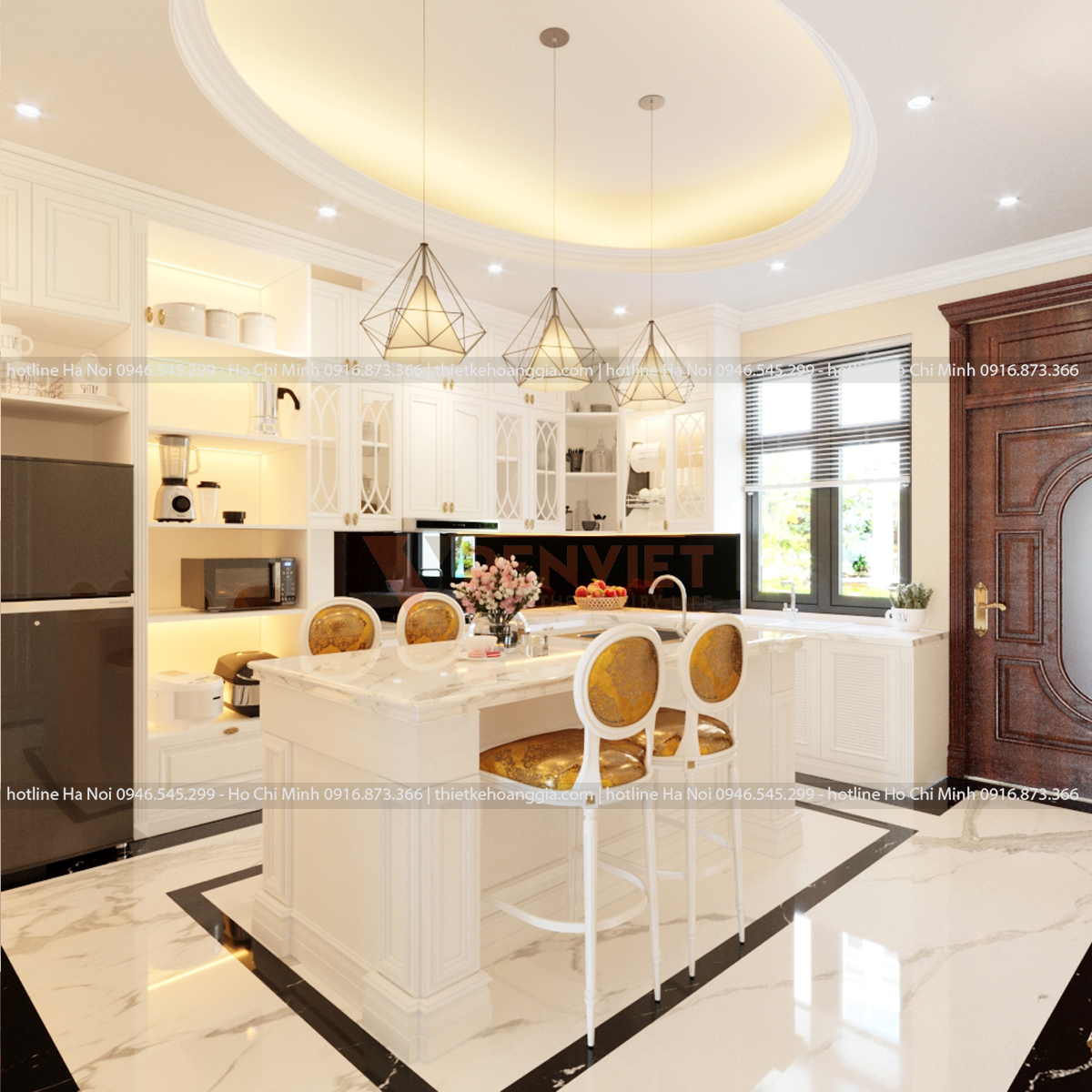 Thiết kế nội thất phòng bếp nhà phố chị Hiền