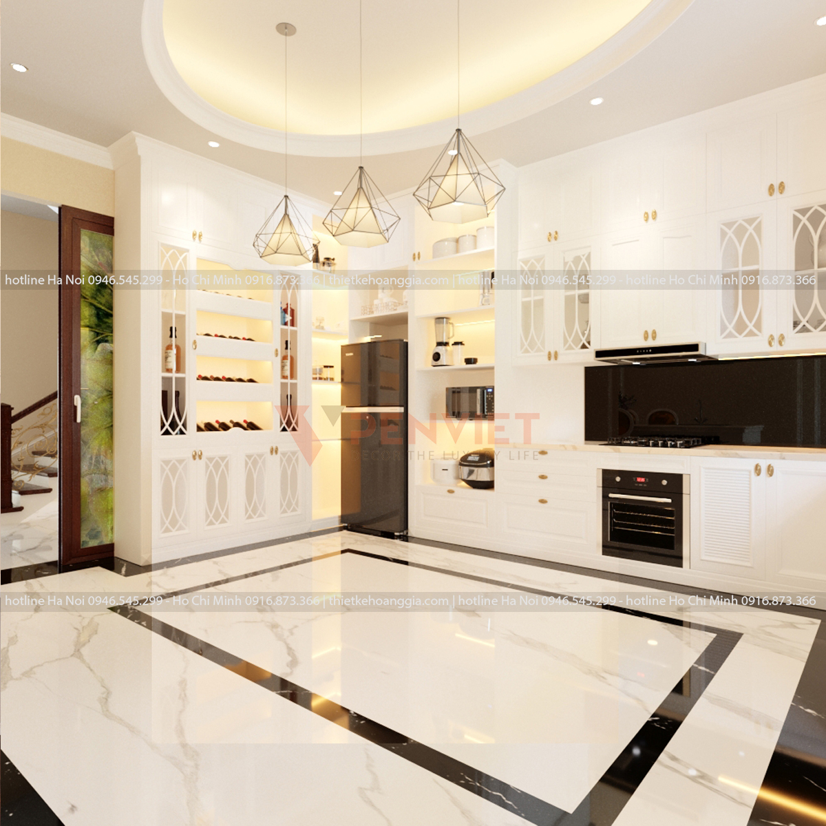 Thiết kế nội thất phòng bếp nhà phố chị Hiền