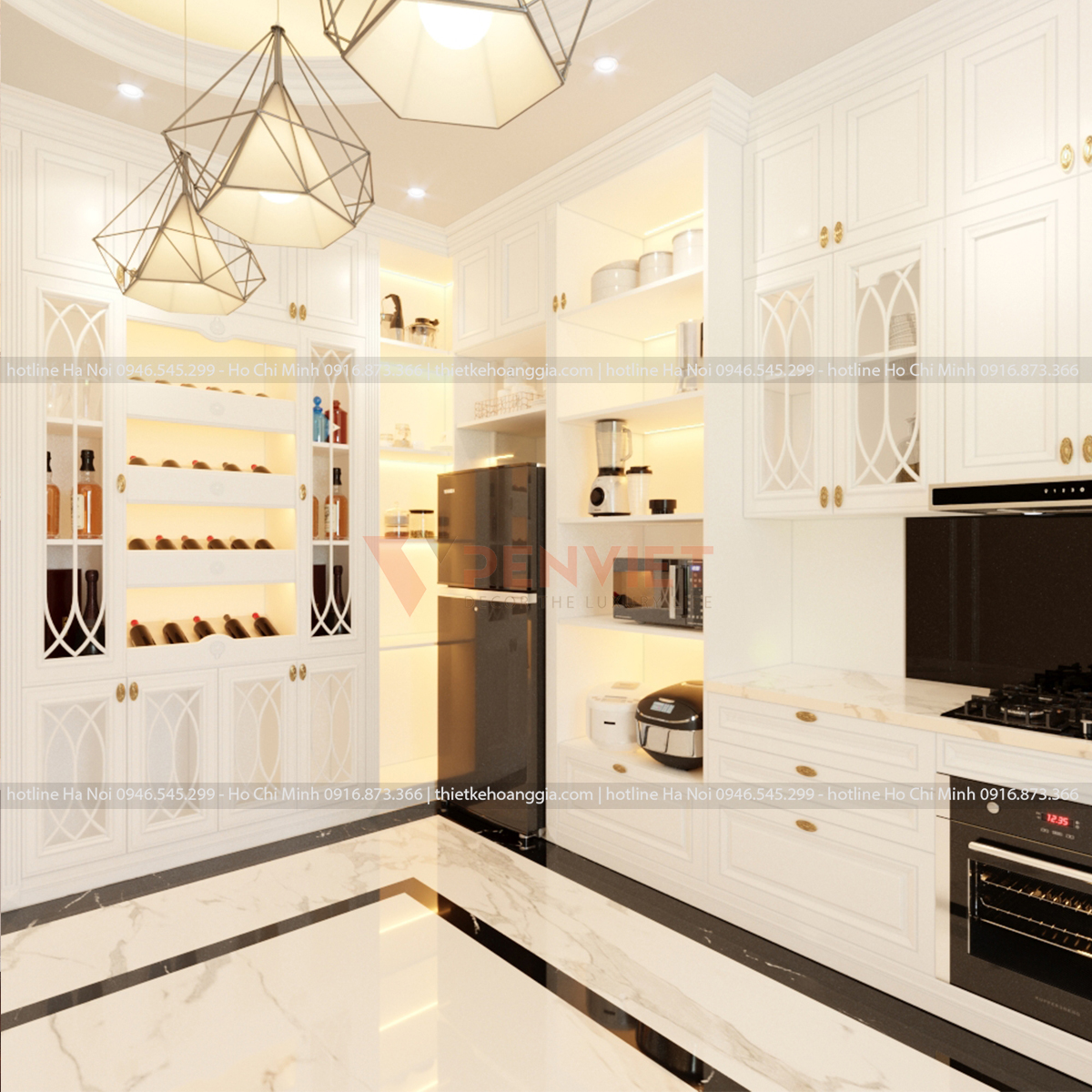 Thiết kế nội thất phòng bếp nhà phố chị Hiền