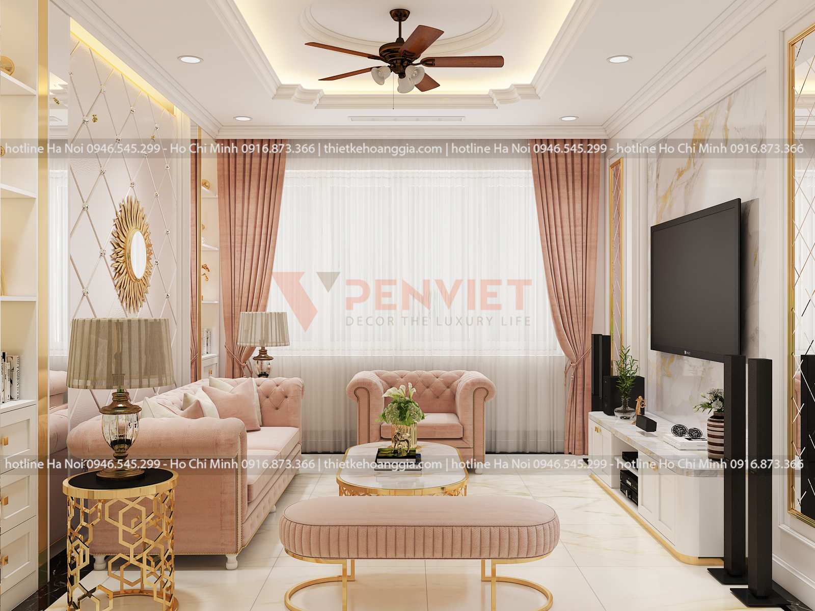 Thiết kế nội thất phòng khách nhà phố chị Hiền