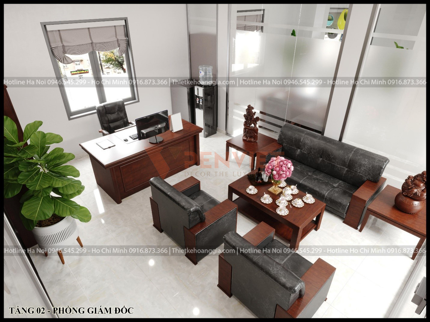 Thiết kế nội thất văn phòng với điểm nhấn là nội thất sang trọng