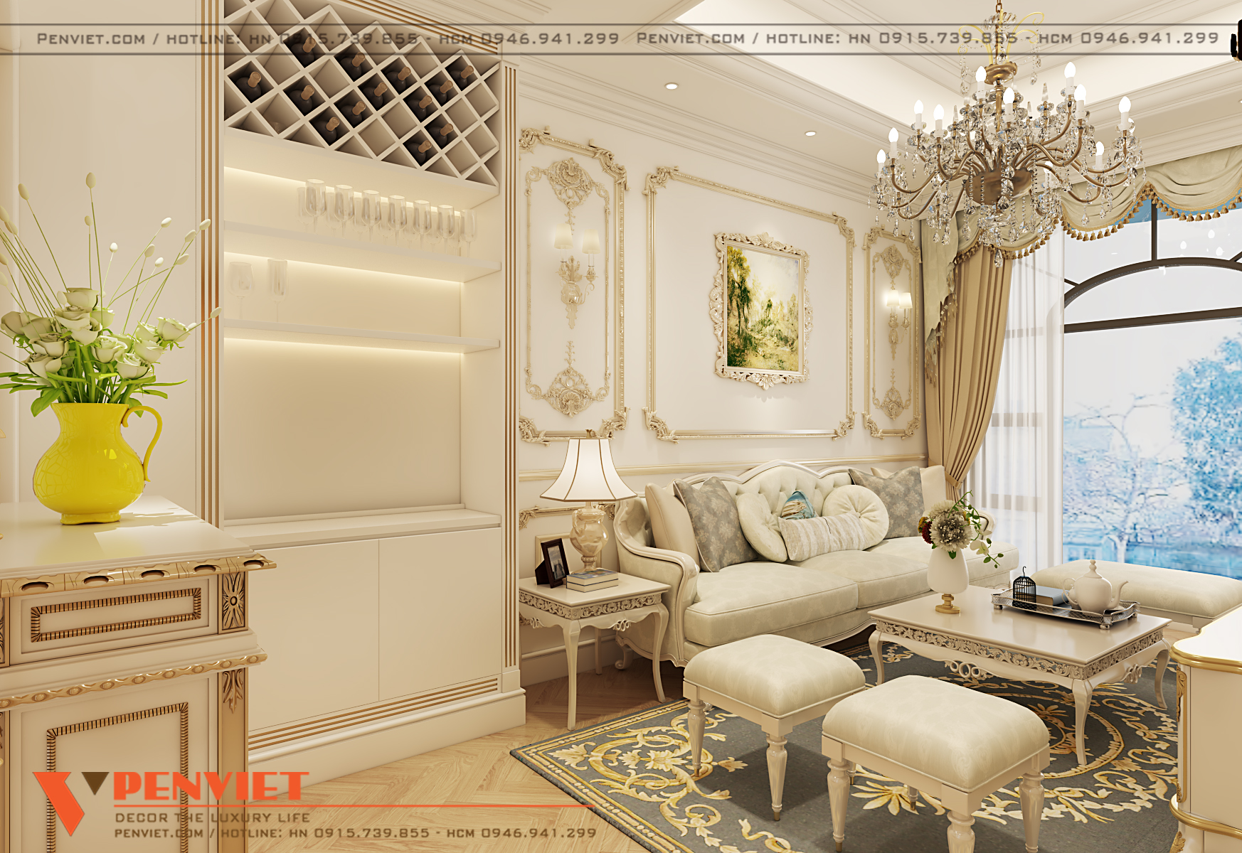 Tủ rượu được trang trí giúp gia chủ thỏa mãn đam mê