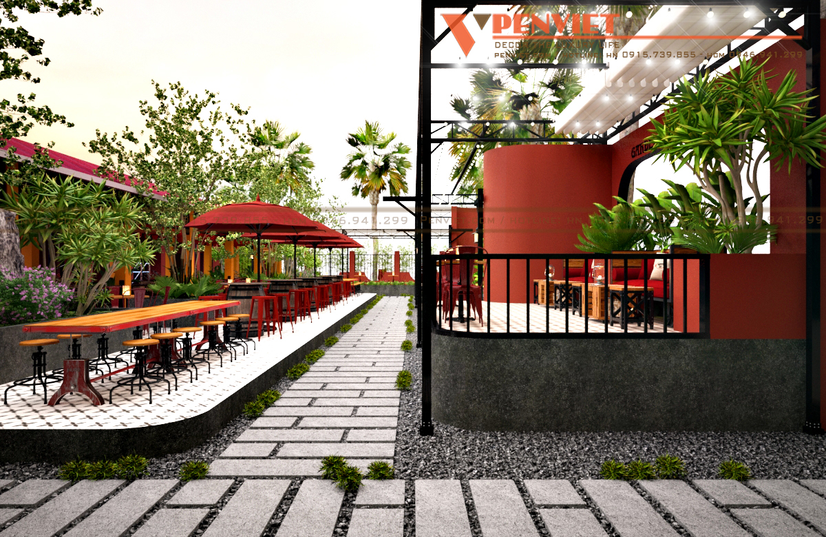 Không gian ngoài trời được setup nội thất khoa học