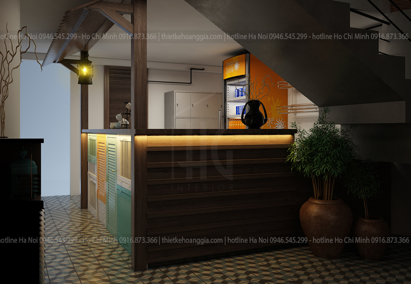 Interior design of Ms. Ly restaurant in ancient style