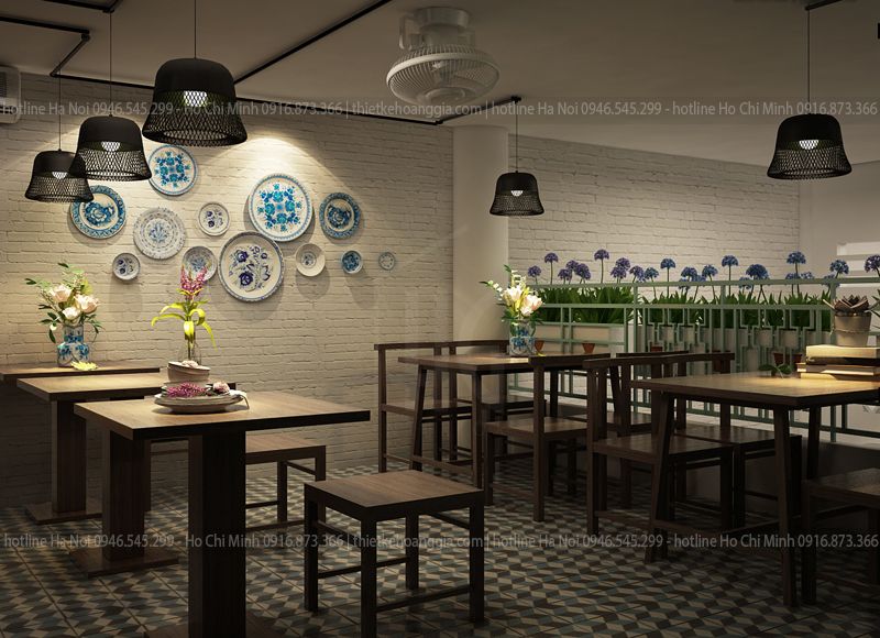 Interior design of Ms. Ly restaurant in ancient style