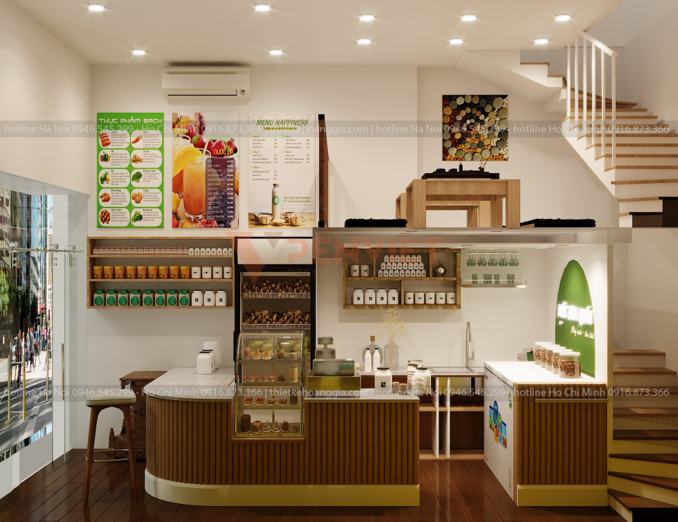 Thiết kế nội thất tầng 1 mộc hoa Quấn