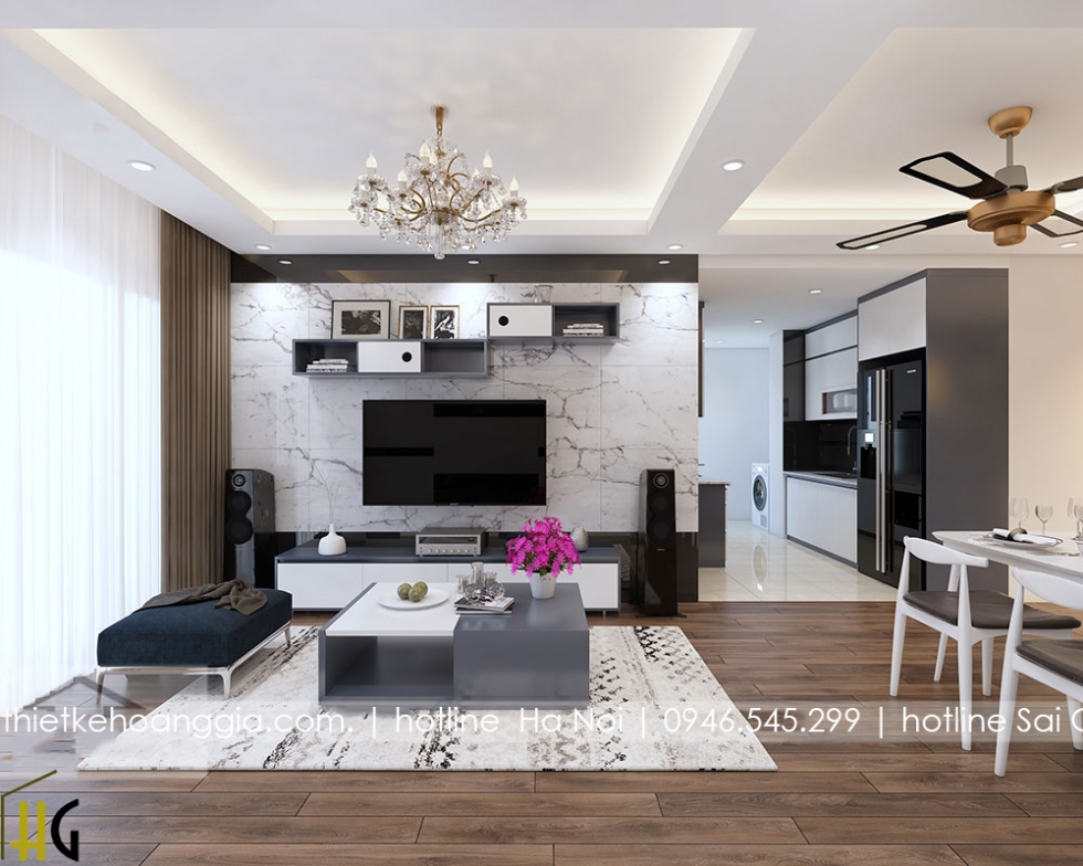 Nam Dinh Tower 아파트에서77m2아프트의 인테리어를 디자인