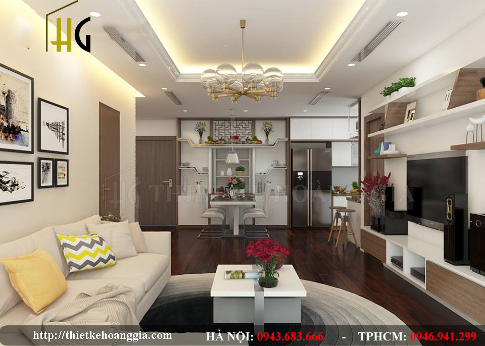Hoa Binh Greend 아파트에 면적이100m2로 아파트의 인테리어를 디자인
