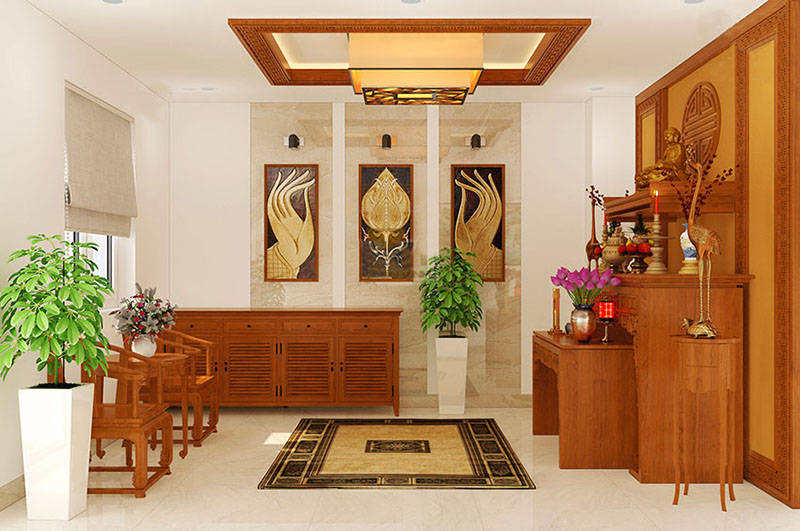 Nội thất phòng thờ bằng gỗ Thiết kế phòng thờ nhà phố