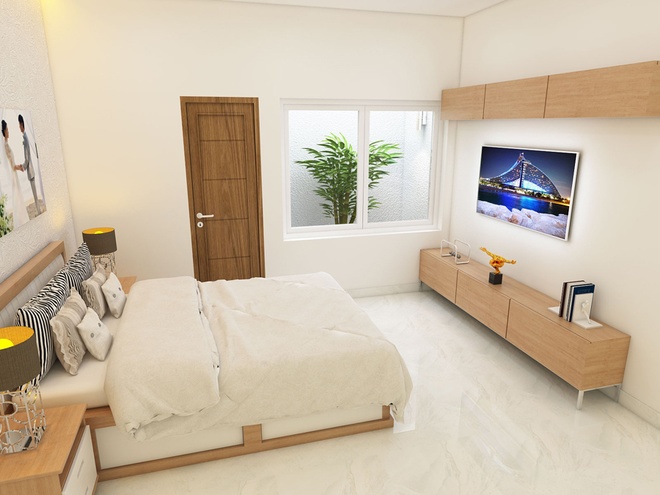 Thiết kế nội thất phòng ngủ bố mẹ nhà phố anh Phương tại Hà Nội