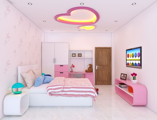 Thiết kế nội thất phòng ngủ con gái út nhà phố anh Phương tại Hà Nội