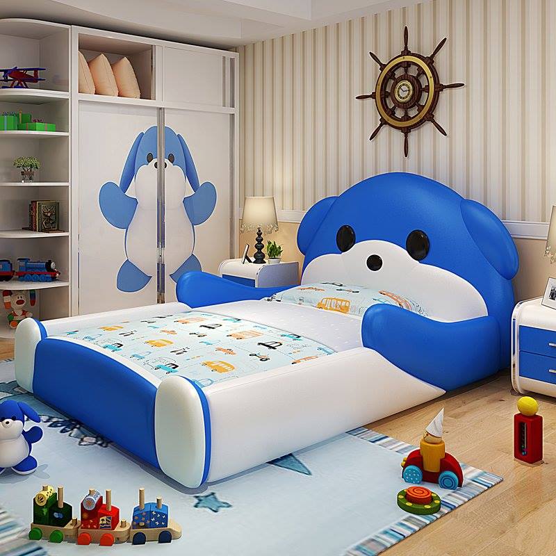 giường ngủ cho bé màu xanh