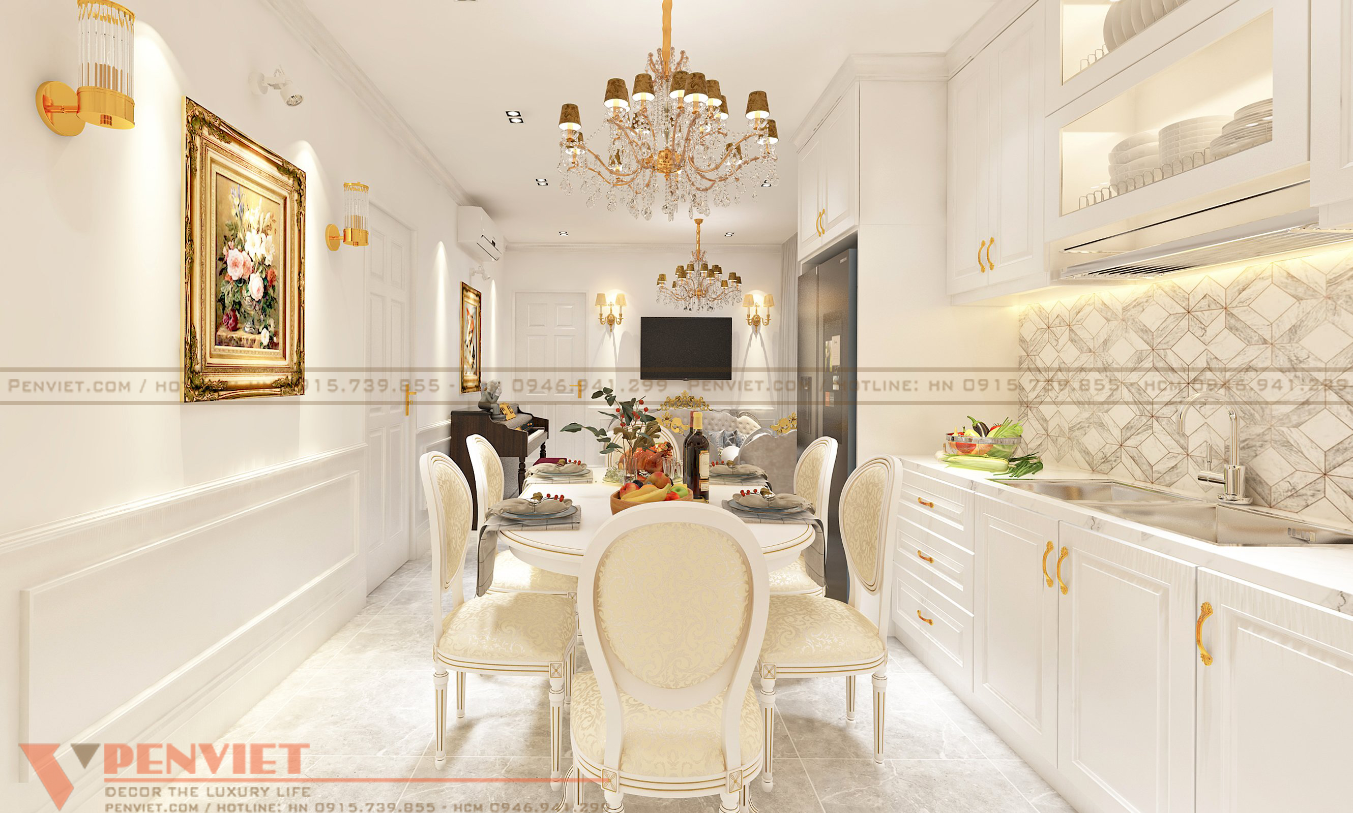 Thiết kế phòng bếp tân cổ điển