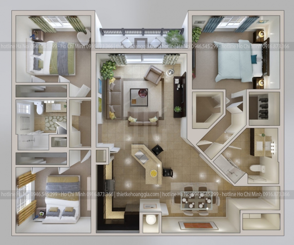 Thiết kế căn hộ: 
Với sự đa dạng về các kiểu dáng, các căn hộ sẽ được thiết kế để trở thành một không gian sống đa năng, phù hợp với mọi nhu cầu sống của cư dân.